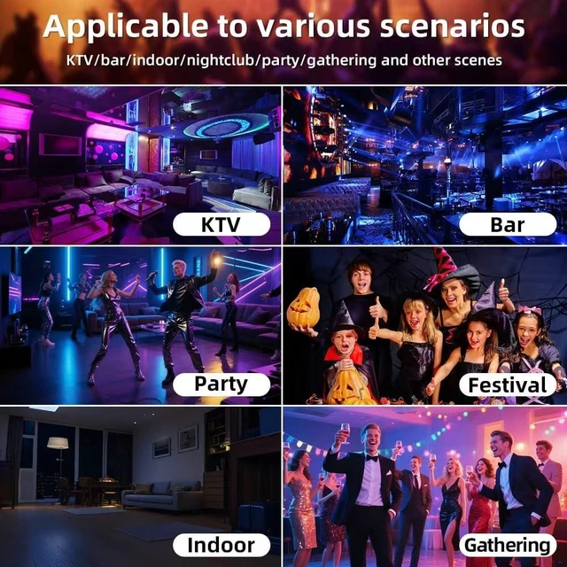 Alt view image 3 of 7 - 2 Pack Mini Cylinder DJ LED Party Light Sound Activated ABS Strobe Stage Lighting for New Years/Club/Bar/Birthday/KTV/Home Decor