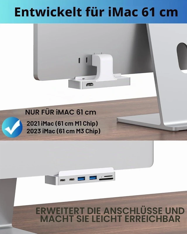 Alt view image 4 of 7 - USB C Hub for iMac 24 inch (M1/M3/M4), Multiport Adapter with 4K HDMI, Type-C 10Gbps & SD/TF Card Reader