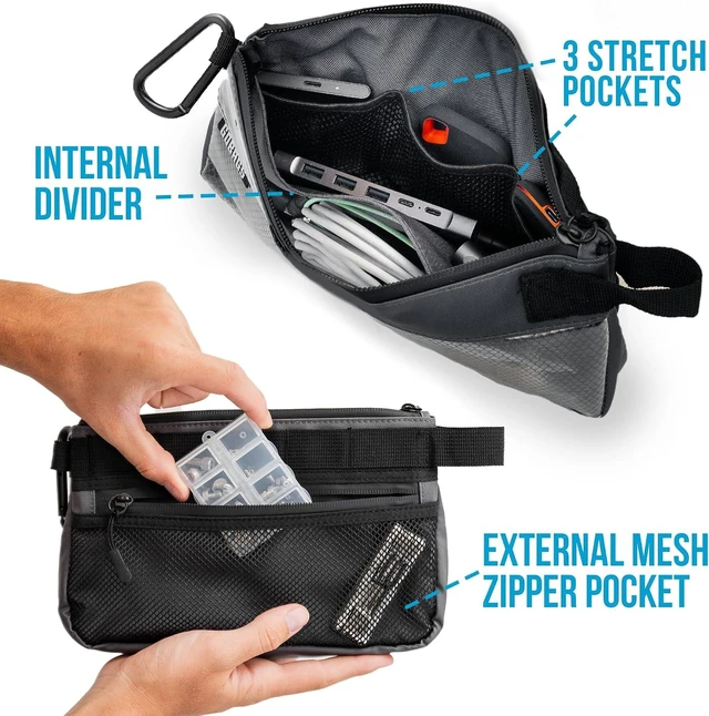 Alt view image 2 of 7 - Production Zipper Bags Electronics & Camera Accessory Pouch, Cable & Gear Organizer for Travel Essentials (Small, Gray, 2 pack)