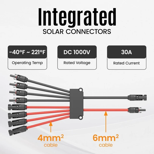 Alt view image 7 of 7 - Solar Panel Parallel Connectors, 8 to 2 Solar Y Branch PV Connector Kit Adapter, Waterproof Wire Plug Tool for Solar Panels (2 Pcak MF/FFFFMMMM)