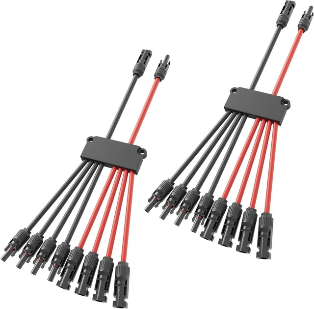 Main image of Solar Panel Parallel Connectors, 8 to 2 Solar Y Branch PV Connector Kit Adapter, Waterproof Wire Plug Tool for Solar Panels (2 Pcak MF/FFFFMMMM)