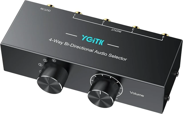 Main image of 4-Way Stereo Audio Switcher 4-in-1/1-in-4-Out Bi-Directional for Speakers