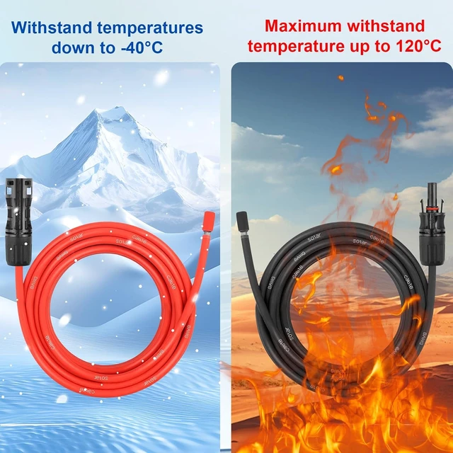 Alt view image 7 of 7 - 8AWG 10FT Solar Extension Panel Cable Waterproof Male & Female Connectors, PV Wire with Adapter Kit for RV, Home & Boat (10ft Red + 10ft Black)