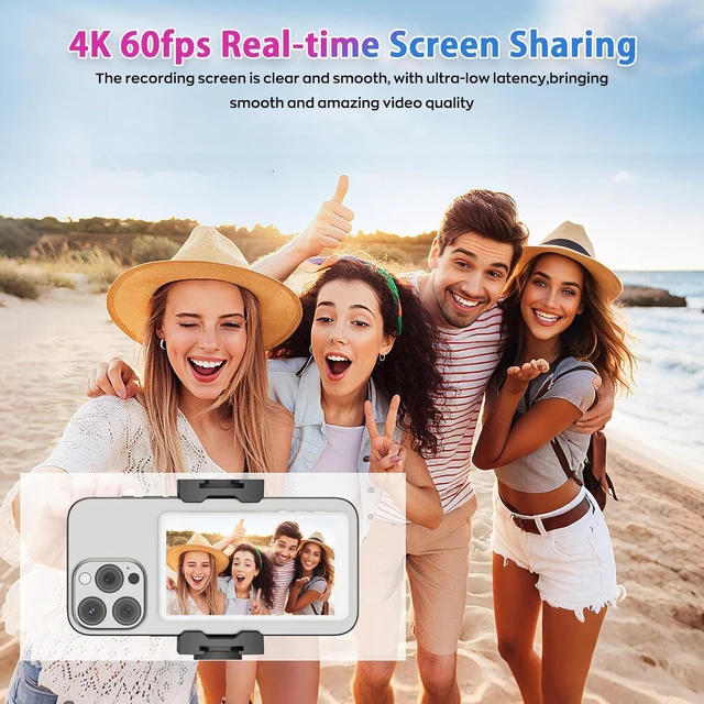Alt view image 4 of 7 - Vlog Selfie Monitor Screen Pro with Built-in Speaker & 360° Auto Face Tracking Tripod, Magnetic 4K 60fps Vlogging Kit for iPhone/Android