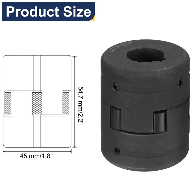 Alt view image 2 of 5 - 2 Pcs L075 Flexible 3-Piece L-Jaw Coupling Set 3/4" to 3/4" Coupler & Buna-N NBR Rubber Spider for Log Splitter & Hybrid Equipment