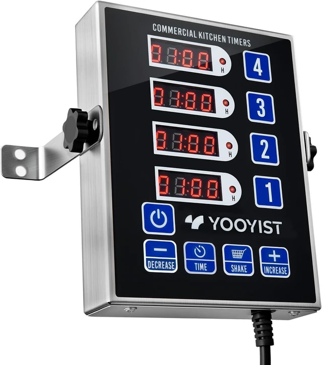 Main image of 4-Channel Commercial Kitchen Timer for Cooking, Stainless Steel Digital LED Chef Timer with Reminder Function & Loud Alarm, Black