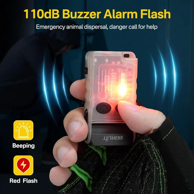 Alt view image 4 of 7 - V20 LED EDC Flashlight with 365nm UV Light 180° Swivel Head, USB-C Rechargeable, 13 Modes, IP67, Magnetic, 110dB Buzzer, Mini Keychain (White)