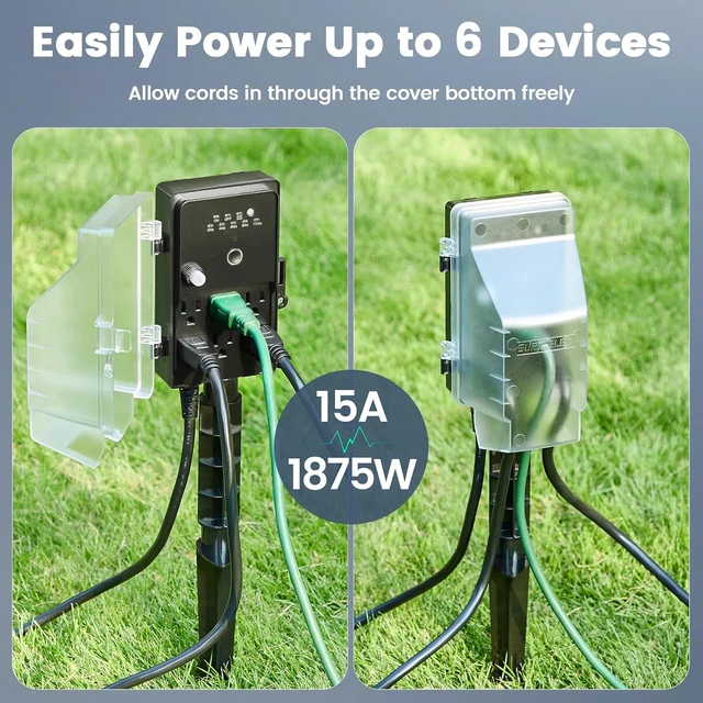 Alt view image 4 of 7 - Outdoor Waterproof Dusk to Dawn Power Stake Light Timer, 25FT