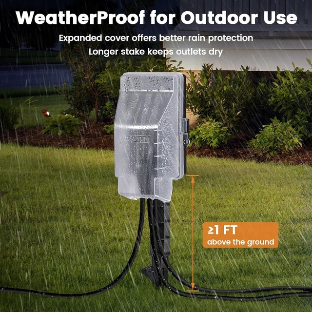 Alt view image 5 of 7 - Outdoor Waterproof Dusk to Dawn Power Stake Light Timer, 25FT