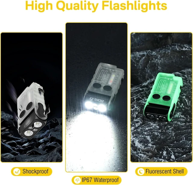 Alt view image 7 of 7 - V20 LED EDC Flashlight with 365nm UV Light 180° Swivel Head, USB-C Rechargeable, 13 Modes, IP67, Magnetic, 110dB Buzzer, Mini Keychain (White)