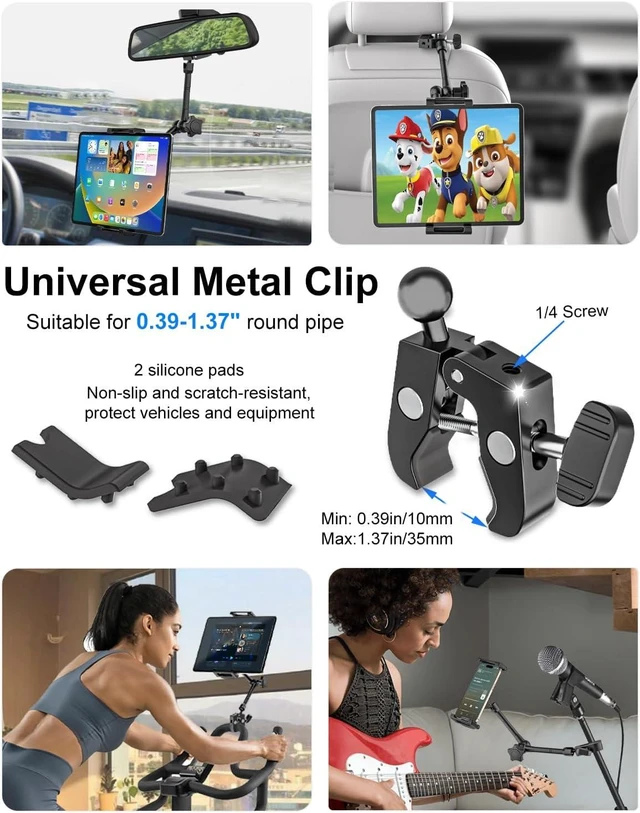 Alt view image 5 of 7 - Rearview Mirror Tablet Holder for Car Metal Magic Arm, Universal Clip Mount, Phone Holder for 5.5-15.6 iPad Pro/Air/Mini, Galaxy Z & iPhone 16