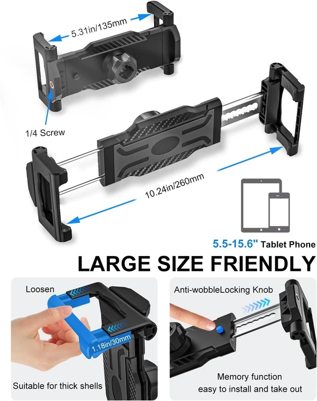 Alt view image 6 of 7 - Rearview Mirror Tablet Holder for Car Metal Magic Arm, Universal Clip Mount, Phone Holder for 5.5-15.6 iPad Pro/Air/Mini, Galaxy Z & iPhone 16