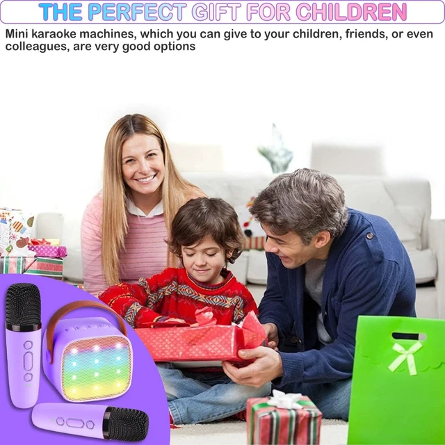 Alt view image 7 of 7 - Bluetooth Karaoke Speaker with 2 Wireless Microphones & LED Lights, Portable for Kids Birthday Parties