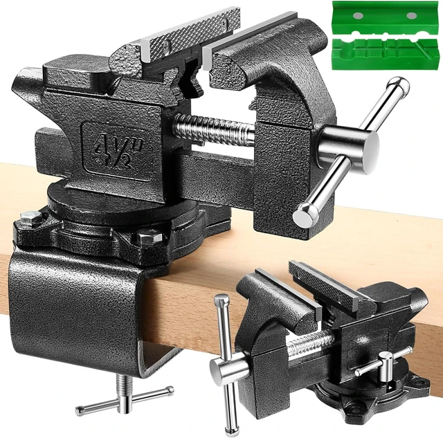 Main image of 4-1/2" Bench Vise for Workbench - 2-in-1 Heavy Duty Multi-Purpose Vice with Soft Jaws & 270° Swivel Base for Woodworking, Welding & DIY
