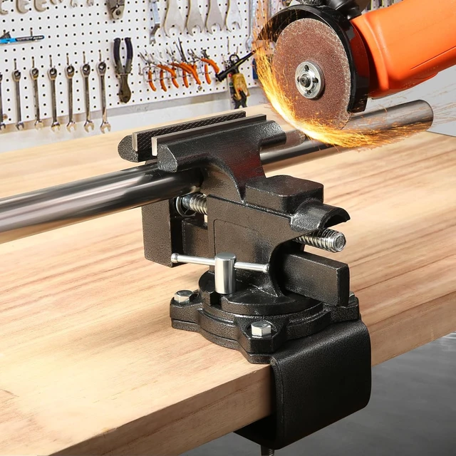 Alt view image 4 of 6 - 4-1/2" Bench Vise for Workbench - 2-in-1 Heavy Duty Multi-Purpose Vice with Soft Jaws & 270° Swivel Base for Woodworking, Welding & DIY