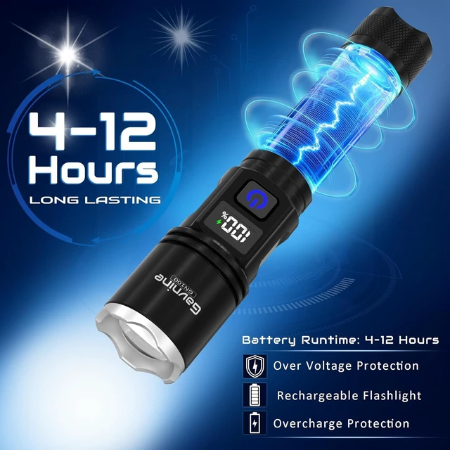 Alt view image 3 of 7 - 4 Pack Rechargeable Flashlights Super Bright High-Lumen LED Tactical Light with LCD Display & 5 Adjustable Modes for Home, Emergency & Camping