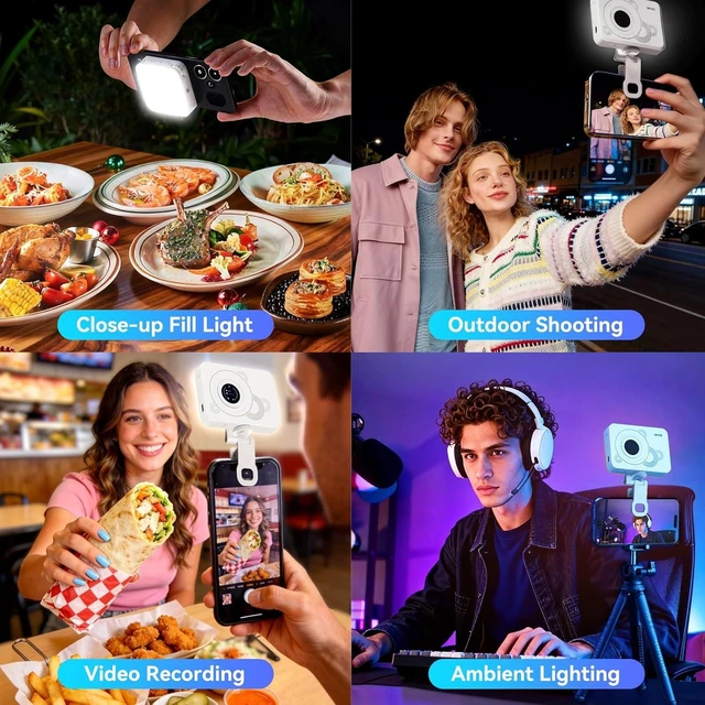 Alt view image 4 of 7 - RGB Video Light - 135 LED Portable Camera Light, 360° Full Color, 2700-7500K CRI 95+, 13 Light Modes for Phone, DSLR Video Recording, Vlog, YouTube Live Streaming