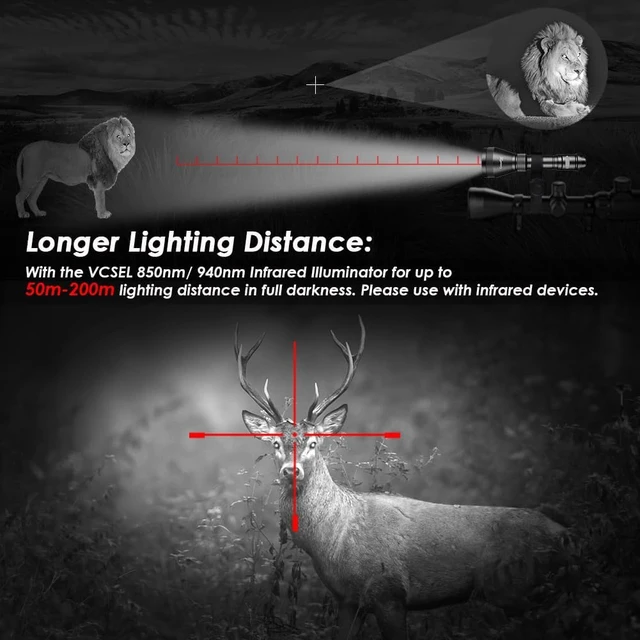 Alt view image 5 of 7 - H5 T50 940nm IR Illuminator Flashlight for Night Vision Zoomable Infrared Light with Dual Remote Pressure Switch & Scope Mount Set