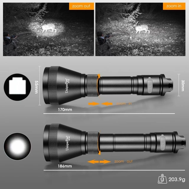 Alt view image 3 of 7 - H5 T50 940nm IR Illuminator Flashlight for Night Vision Zoomable Infrared Light with Dual Remote Pressure Switch & Scope Mount Set