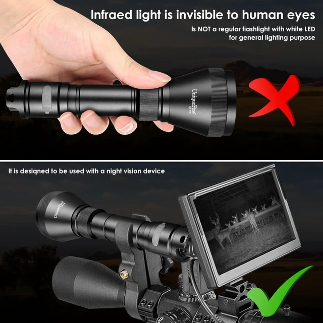 Alt view image 2 of 7 - H5 T50 940nm IR Illuminator Flashlight for Night Vision Zoomable Infrared Light with Dual Remote Pressure Switch & Scope Mount Set