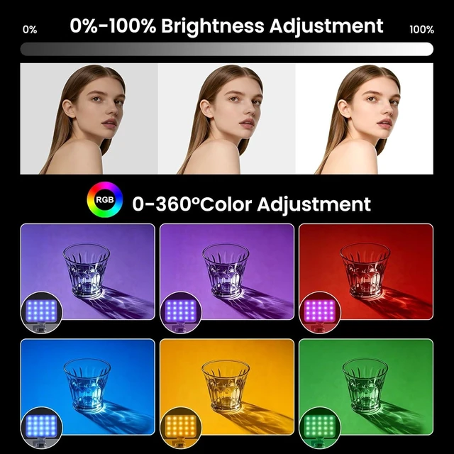 Alt view image 6 of 7 - RGB Video Light - 135 LED Portable Camera Light, 360° Full Color, 2700-7500K CRI 95+, 13 Light Modes for Phone, DSLR Video Recording, Vlog, YouTube Live Streaming