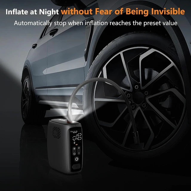Alt view image 6 of 6 - 150PSI Portable Tire Inflator Air Compressor 28-Cylinder 12V Electric Pump, 140W, Auto Shut-Off & LED Light
