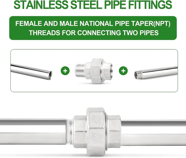 Alt view image 5 of 7 - 2PCS 304 Stainless Steel Cast Pipe Fitting Union 1-1/2" NPT Male x 1-1/2" NPT Female
