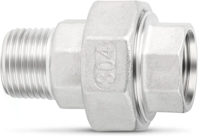 Alt view image 6 of 7 - 2PCS 304 Stainless Steel Cast Pipe Fitting Union 1-1/2" NPT Male x 1-1/2" NPT Female