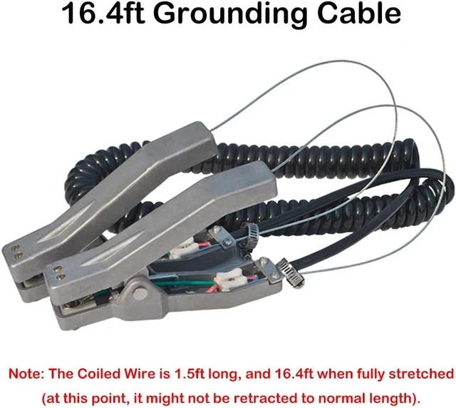 Alt view image 3 of 7 - Anti-Static Ground Cable Clamp with 16.4ft Coiled Cable, Aluminum Alloy, 3 Copper Nails, Clamps 23mm for Gas Station, Oil Depot & Chemical Plant