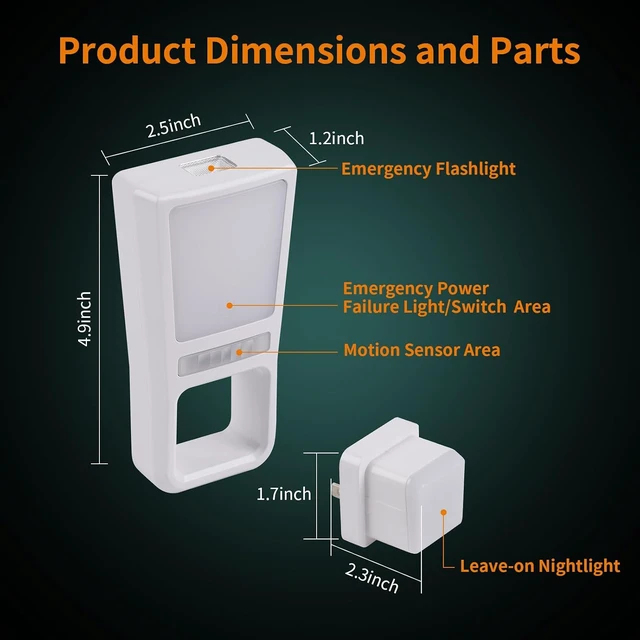 Alt view image 7 of 7 - 3 Pack 5-in-1 Power Failure Night Lights with Wireless Charging