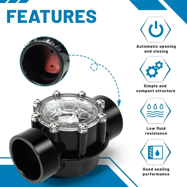 Alt view image 4 of 6 - 7305 Check Valve Replacement for Jandy 2 Inch to 2-1/2-Inch PVC 180-Degree Check Valve, Compatible with Pool and Spa