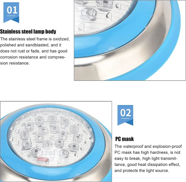 Alt view image 5 of 7 - 12V AC 54W LED Inground Pool Light, IP68 Waterproof, White Light