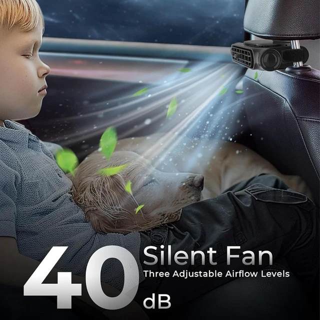Alt view image 7 of 7 - 2 Pack Mini Portable Backseat Car Fan for Kids Battery Operated Quiet Headrest Neck Cooling Fan, 3 Wind Speeds for All Cars, RV & Truck