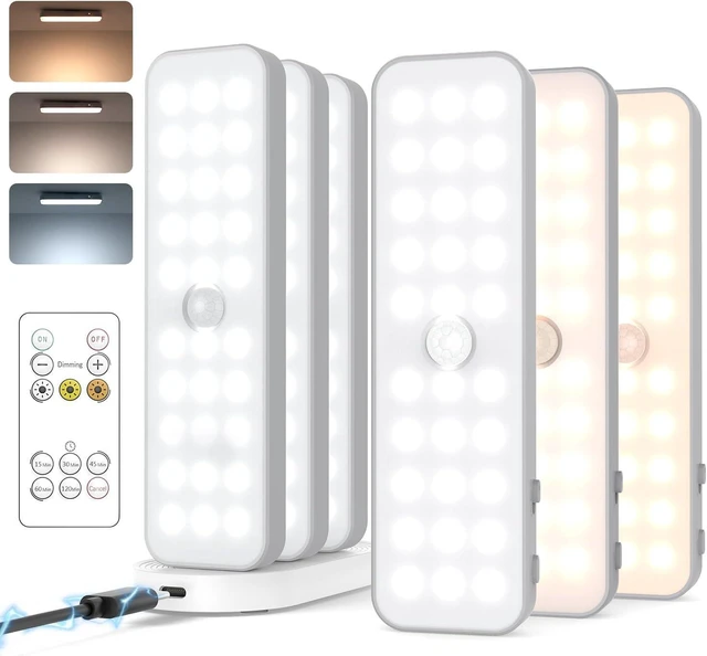 Main image of 6-Pack Wireless Under Cabinet Lighting with Charging Station 6'' LED Rechargeable Motion Sensor Light, 3CCT Dimmable, for Pantry, Bookshelf & Stair
