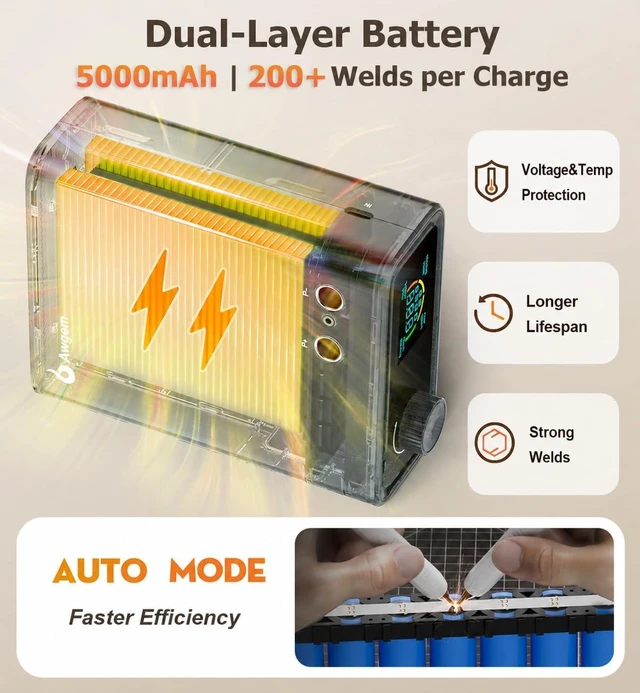 Alt view image 3 of 7 - 11000W Battery Spot Welder with Rotary Knob & 100 Gears 0.1-0.3mm Dual-Pulse, Auto Modes, for Lithium Battery Repair & Welding