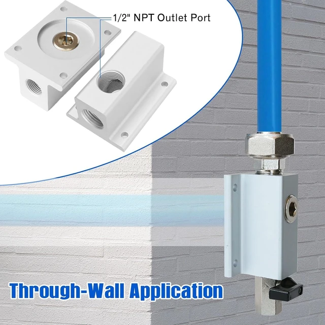 Alt view image 3 of 7 - 2PCS 3/4" Compressed Air Outlet Kit with 1/2 Inch NPT Outlet Port, Straight Air Fittings & Brass Valves, Only for 3/4 Inch Piping System