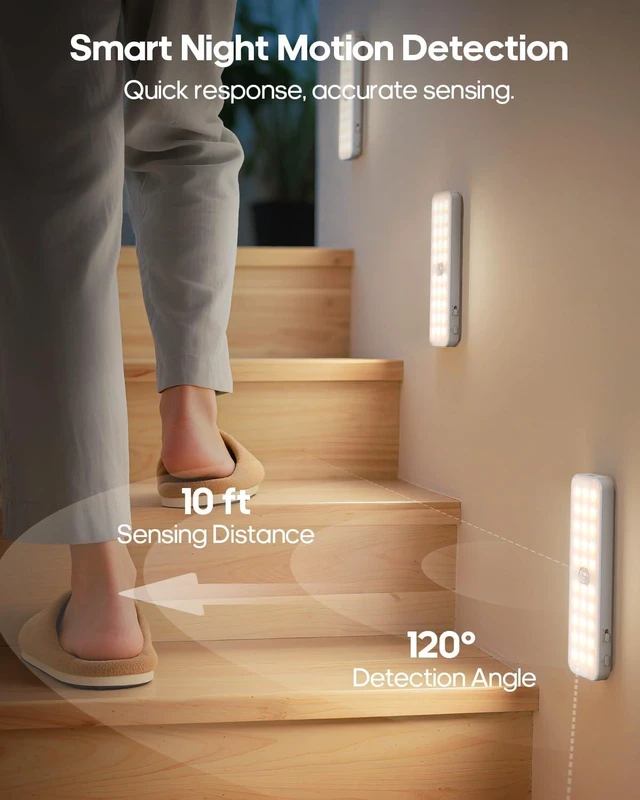 Alt view image 6 of 7 - 6-Pack Wireless Under Cabinet Lighting with Charging Station 6'' LED Rechargeable Motion Sensor Light, 3CCT Dimmable, for Pantry, Bookshelf & Stair