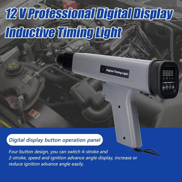 Alt view image 3 of 7 - 12V Professional Ignition Timing Light, Digital Display Inductive Timing Strobe Lamp Detector for Car, Motorcycle, Petrol Engine Diagnosis Tool