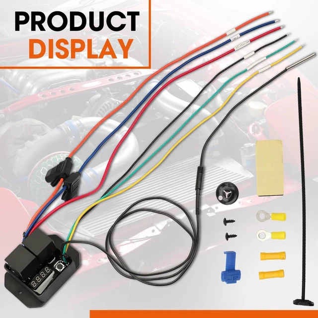 Alt view image 7 of 7 - Digital Radiator Fan Controller Switch for 12V/24V, Adjustable Temperature Range 104 to 230º F, Electric Thermatic Fan Switch Kit (Part #0444)