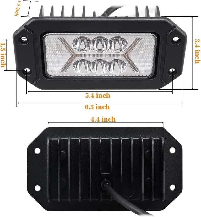 Alt view image 4 of 7 - 6.3-Inch Flush Mount LED Fog Lights with White DRL Combo Beam Off-Road LED Pods for Dodge, Ford Bronco, Trucks, ATV, Golf & Ranger
