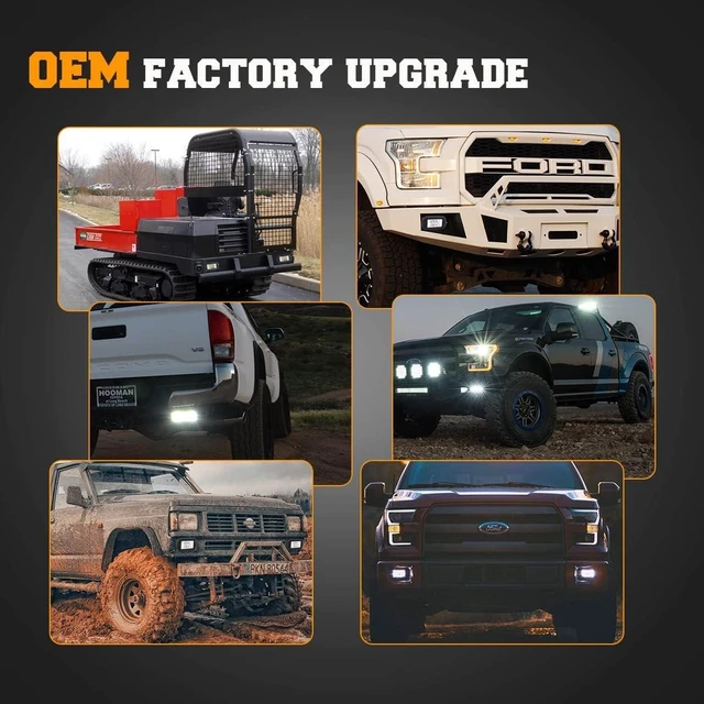 Alt view image 7 of 7 - 6.3-Inch Flush Mount LED Fog Lights with White DRL Combo Beam Off-Road LED Pods for Dodge, Ford Bronco, Trucks, ATV, Golf & Ranger