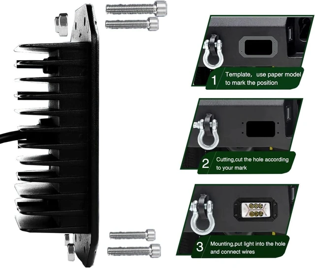 Alt view image 5 of 7 - 6.3-Inch Flush Mount LED Fog Lights with White DRL Combo Beam Off-Road LED Pods for Dodge, Ford Bronco, Trucks, ATV, Golf & Ranger