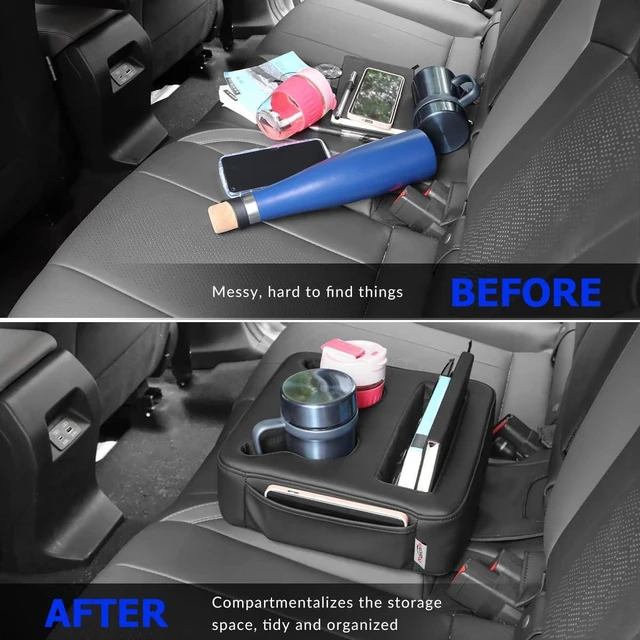Alt view image 2 of 7 - Backseat Cup Holders for Car & SUV Rear Seat Drinks Holder & Organizer Storage for Car, Couch & Boat, Cup Holder Tray (Black)