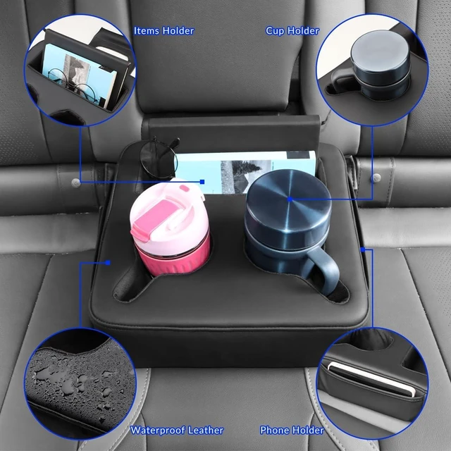 Alt view image 3 of 7 - Backseat Cup Holders for Car & SUV Rear Seat Drinks Holder & Organizer Storage for Car, Couch & Boat, Cup Holder Tray (Black)