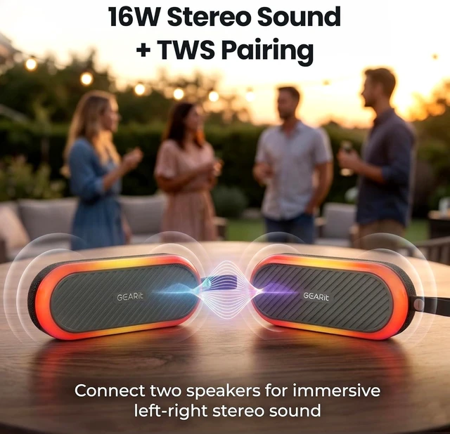 Alt view image 3 of 7 - Magnetic Golf Cart Bluetooth Speaker - 16W Loud Waterproof Portable, Wireless BT5.3 with RGB Light, TWS Pairing for Outdoor, Beach, Golf Gifts for Men