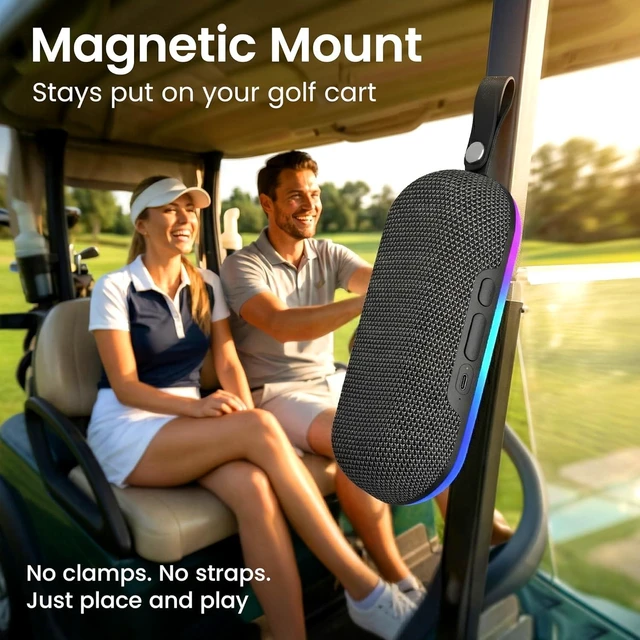 Alt view image 2 of 7 - Magnetic Golf Cart Bluetooth Speaker - 16W Loud Waterproof Portable, Wireless BT5.3 with RGB Light, TWS Pairing for Outdoor, Beach, Golf Gifts for Men