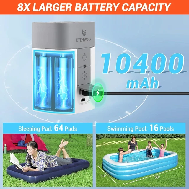 Alt view image 3 of 7 - Air Pump for Inflatables with Camping Light & 10400 mAh Battery