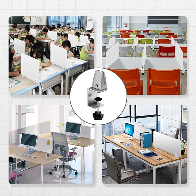 Alt view image 7 of 7 - 6-Pack Desk Shield Clamp for 2-20mm Thick Panels - Adjustable Aluminum Desk Divider Clips, Privacy Panel Clamps for Offices, Stores, Schools