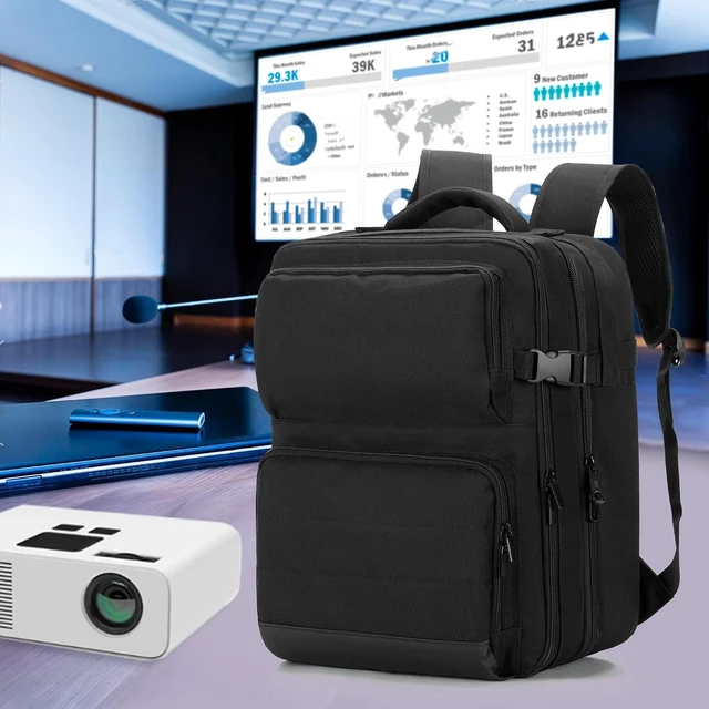 Alt view image 7 of 7 - Projector Backpack with 15.6 Inch Laptop Sleeve Bag with 2 Large Compartments, Compatible with Most Major Projectors, Black
