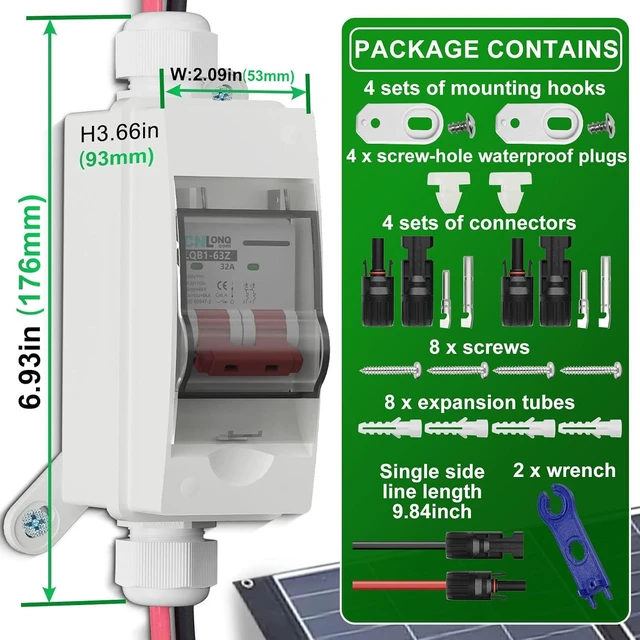 Alt view image 5 of 7 - 2-Pack 32 Amp 500V DC Solar Disconnect Switch Miniature Circuit Breaker with Plug-and-Play Connector, IP65 Waterproof Box for PV, AC, RV & Solar